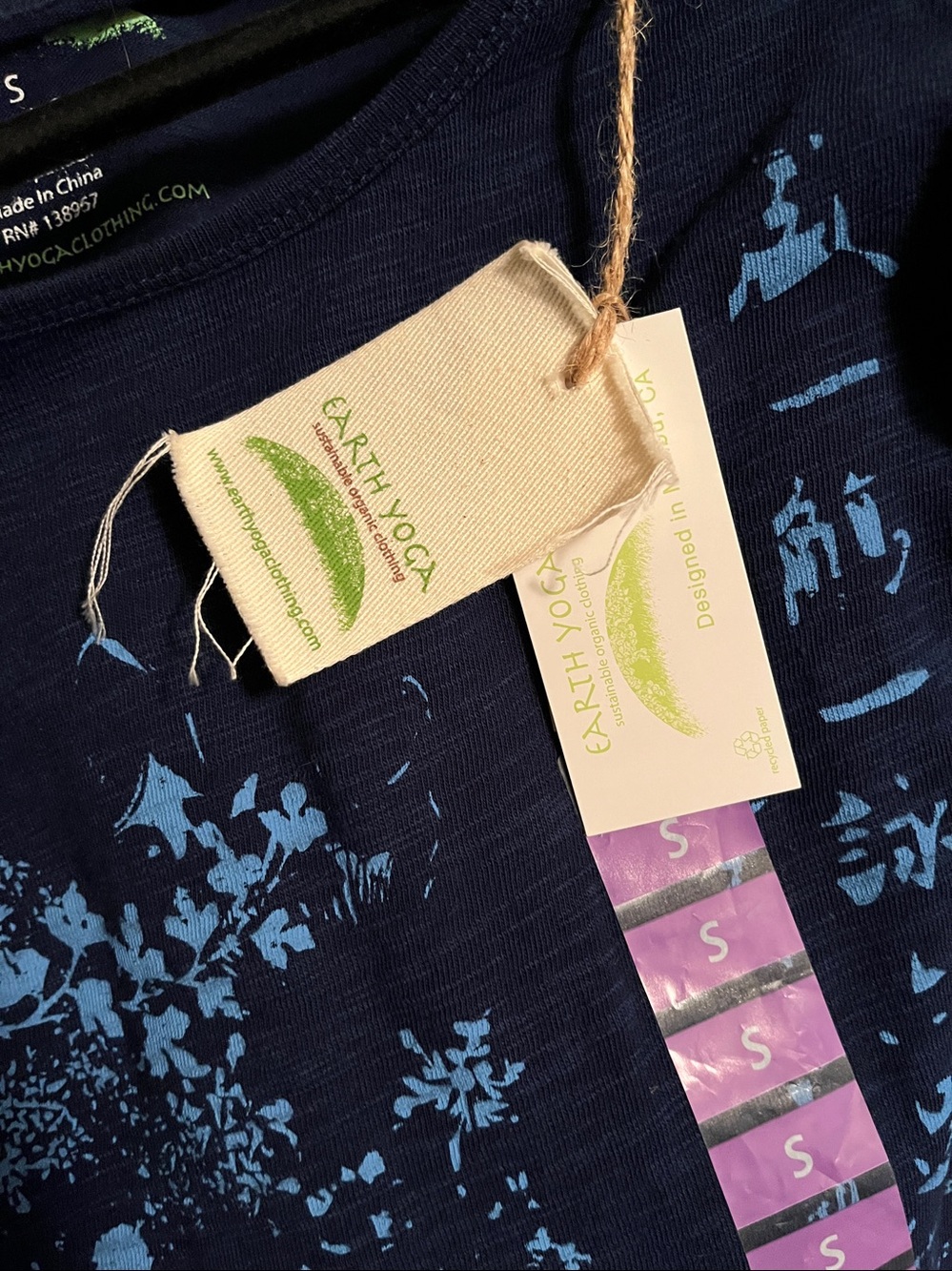 Earth Yoga Navy Long-Sleeve Tee with Blue Floral Graphic - Picture 7 of 7